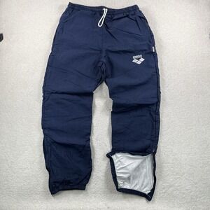 Vtg 80's Arena By Descente Track Pants Men's M Navy Antron Nylon Flannel Lined